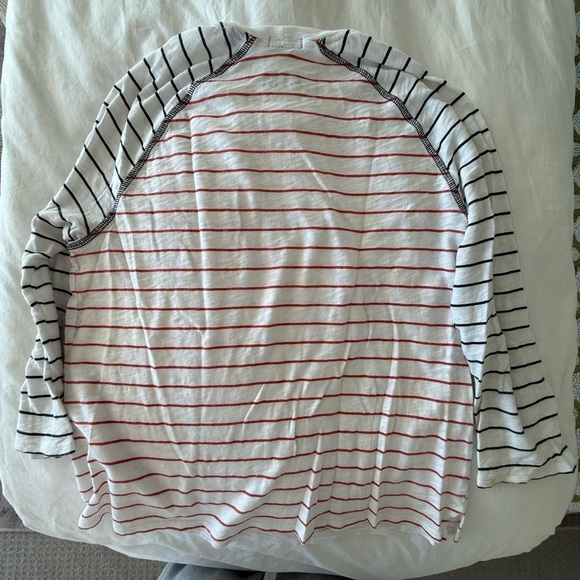 ATM Anthony Thomas Melillo White and Black Striped Raglan Tee - Picture 5 of 5